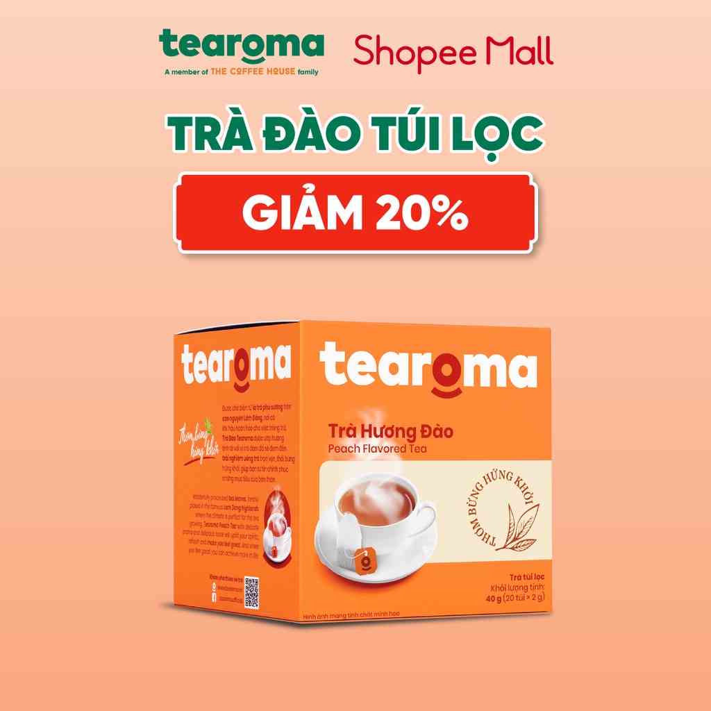 Tearoma Trà Đào túi lọc 20 gói x 2 gr