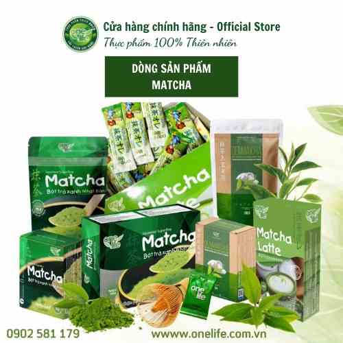 Bộ Sản Phẩm Bột Matcha Trà Xanh Nhật Bản ONELIFE hòa tan uống liền, giảm cân, không đường