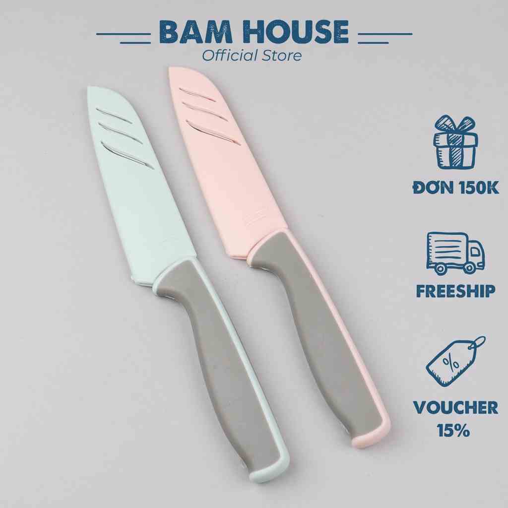 Dao bếp inox Bam House cán cao su và có vỏ bảo vệ cao cấp DBV03 - Gia dụng bếp