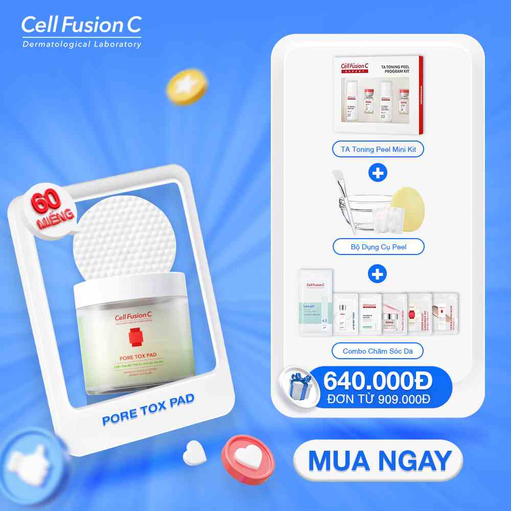 Cotton Pad Làm Sạch, Cấp Ẩm, Se Khít Lỗ Chân Lông Cell Fusion C Pore Tox Pad (60 miếng)