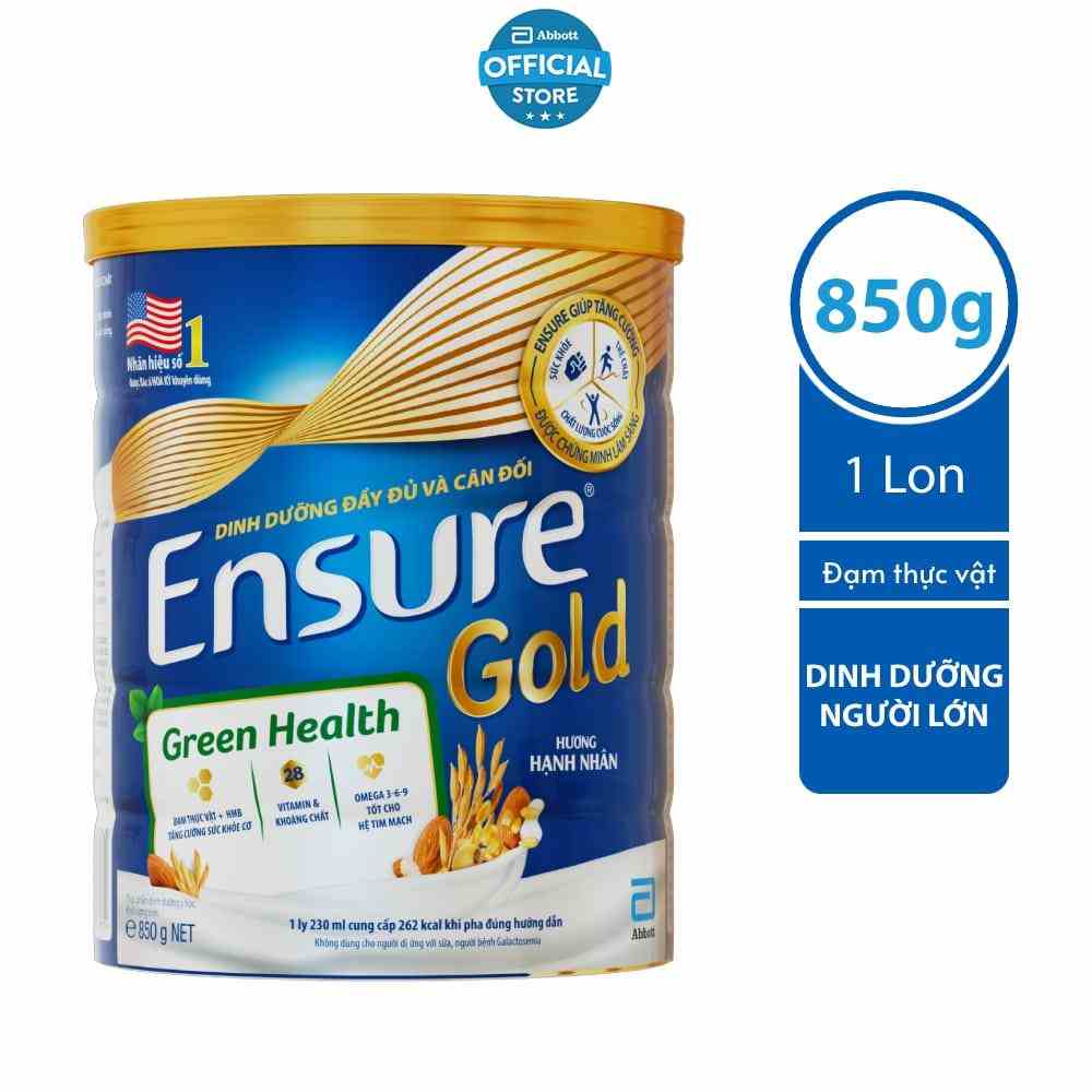 Sữa bột Ensure Gold Đạm thực vật 850g/lon