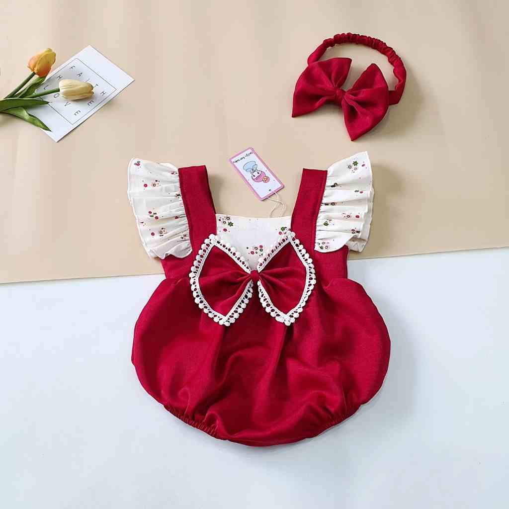 Bodysuit hoa nhí phối nơ cho bé gái sơ sinh 1 2 tuổi MINTSCLOSET Mints Closet - BS6050 - BS6080