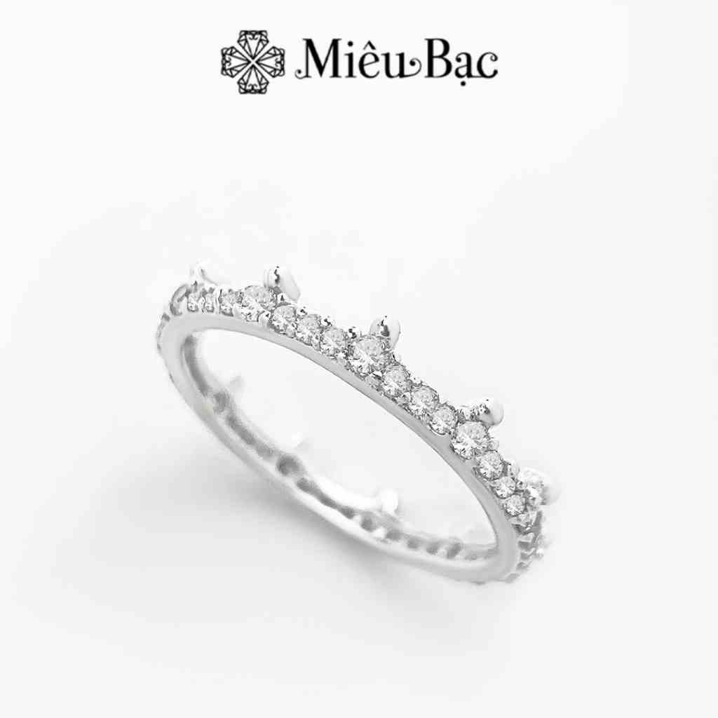 Nhẫn bạc nữ Miêu Bạc Crown Vương miện đính đá sang chảnh chất liệu bạc 925 thời trang phụ kiện trang sức nữ N400597