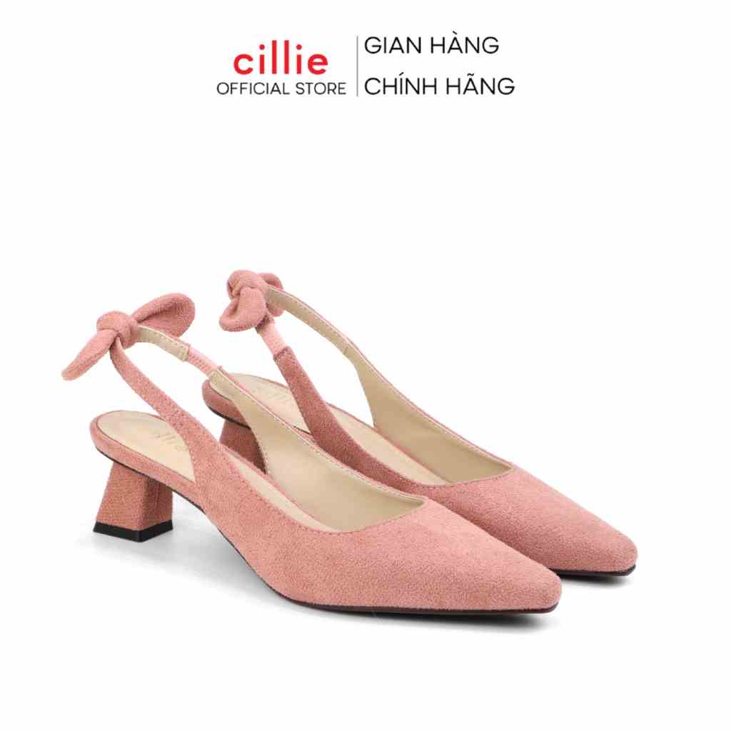 Giày Slingback Cao Gót Cillie Nữ Đế Vuông 5p Đi Tiệc Sang Trọng 1038