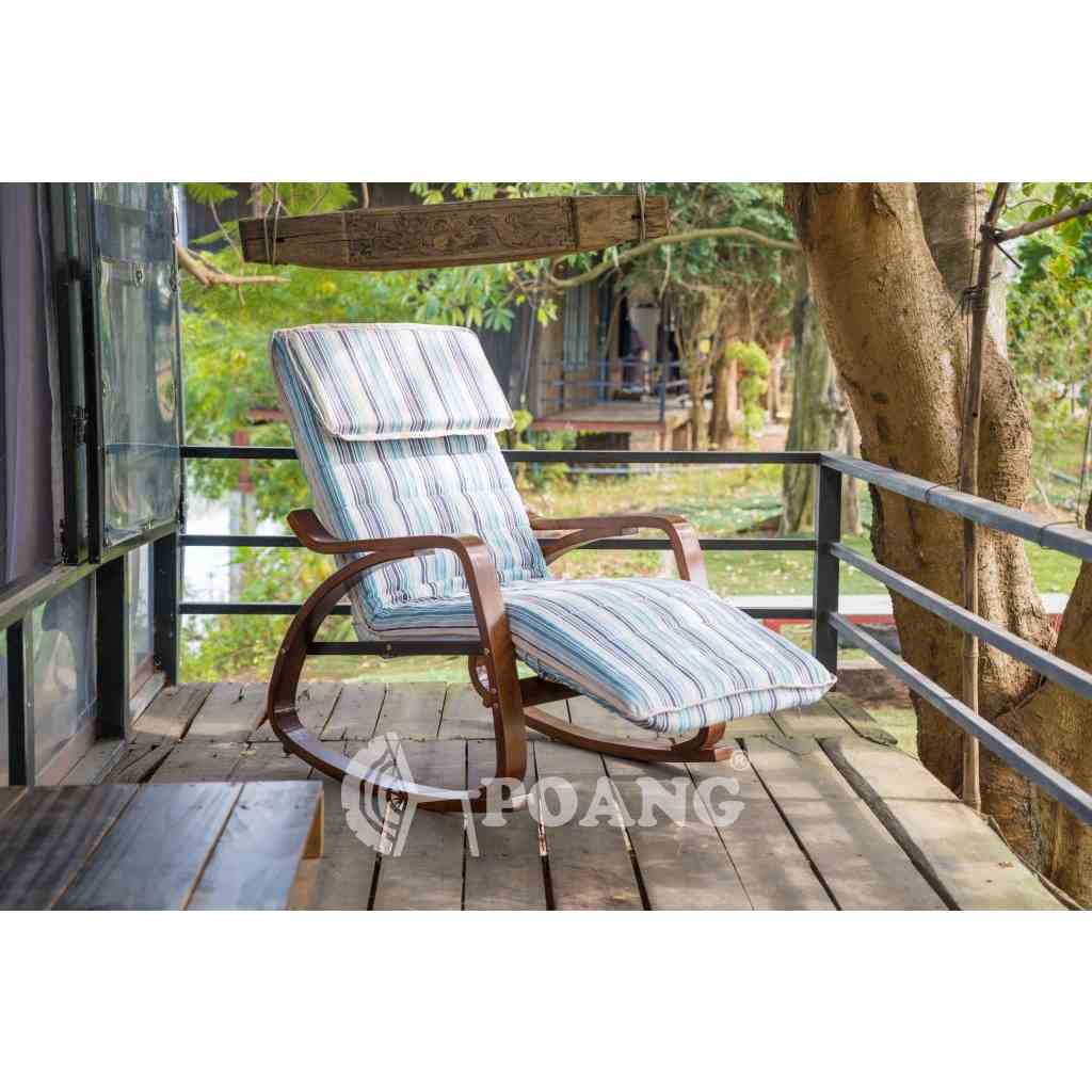 Ghế thư giãn | POANG ROCKING CHAIR | plywood óc chó/bạch dương | kẻ xanh | R67xS162xC86 cm