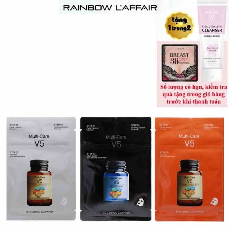 Hộp mặt nạ phục hồi, tái tạo, chống lão hóa, nâng cơ Rainbow Laffair V5 Vitamin (11 combo x 33ml)