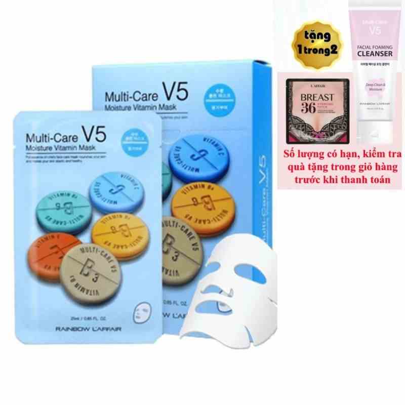 [Mã BMLTA35 giảm đến 35K đơn 99K] 10 mặt nạ Rainbow Laffair Multi-Care V5 Moisture dưỡng ẩm, trắng da 25ml x 10 miếng