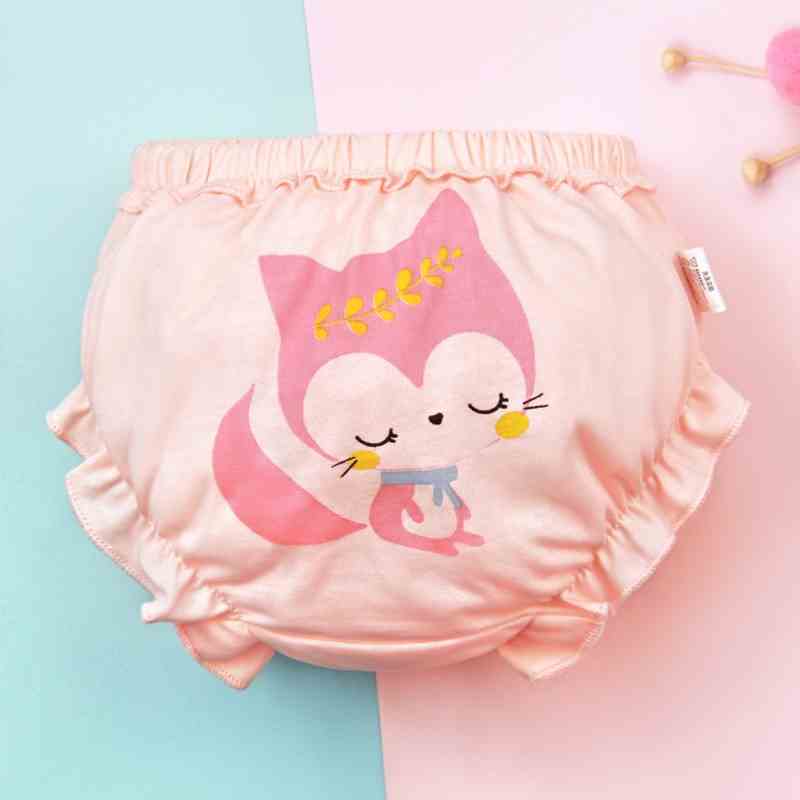 Quần lót LUCKY BIG CAT hình tam giác bằng cotton màu trơn in họa tiết đáng yêu dành cho bé gái