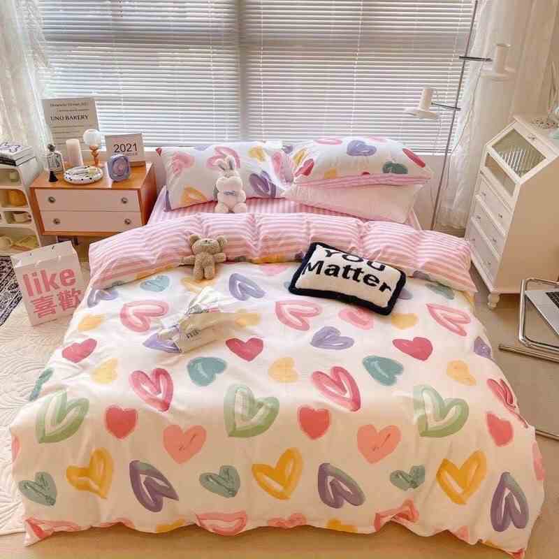 Bộ Chăn ga gối cotton Bo Decor ga tim màu sắc đủ kích thước