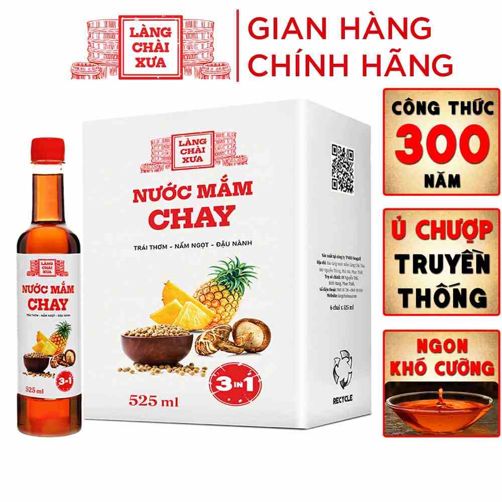 Nước mắm chay 3 trong 1 Làng Chài Xưa (01 chai) 525ml trái thơm nấm ngọt đậu nành 300 năm truyền thống