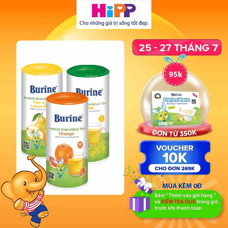 Trà cốm hoa quả HiPP Burine 200g bổ sung Vitamin C, tăng đề kháng dành cho bé từ 1 tháng tuổi