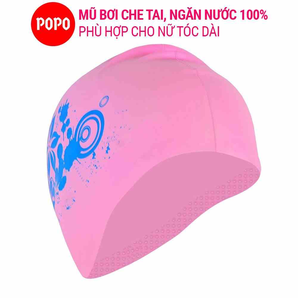 Mũ bơi cho nữ POPO CA35 che tai trùm được tóc dài ôm trọn búi tóc