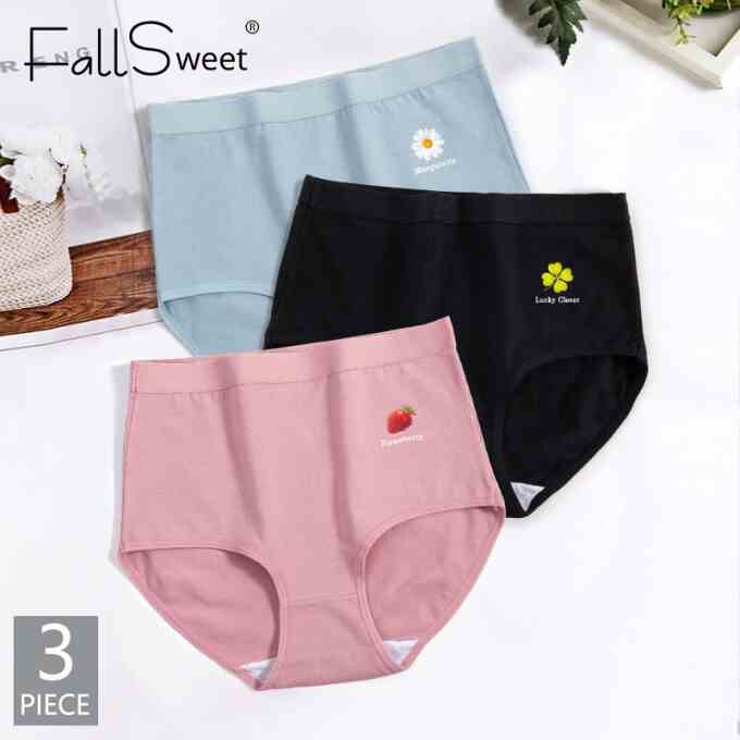 Set 3 quần lót Fallsweet vải cotton lưng cao size lớn thoáng mát thời trang M-XXXL