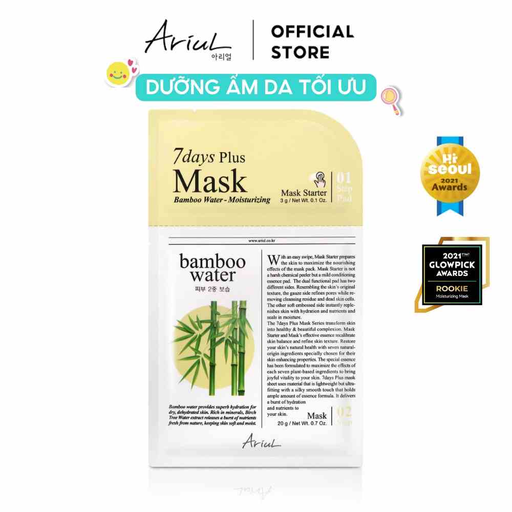 [Mã BMLTA35 giảm đến 35K đơn 99K] Mặt nạ 2 bước Ariul 7 Days Plus chiết xuất nước tre Bamboo Water 25ml