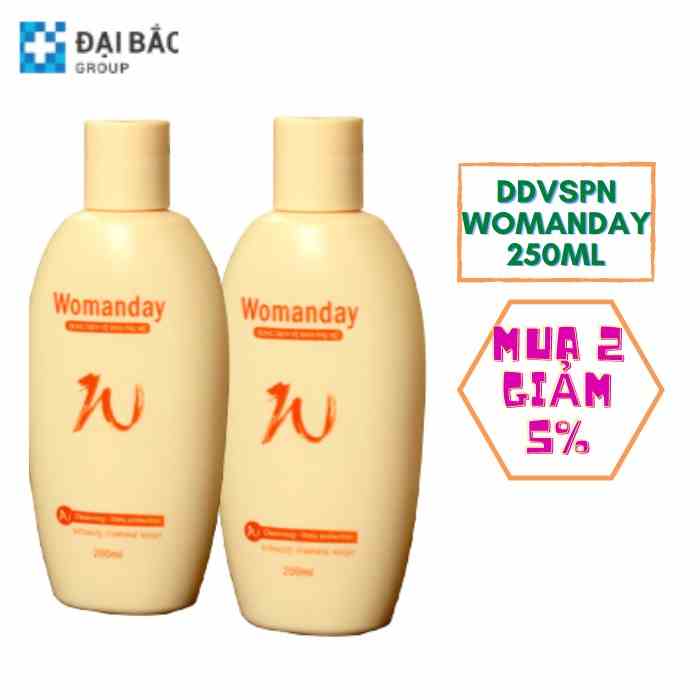 [MUA NHIỀU GIẢM GIÁ]Combo 2 hộp dung dịch vệ sinh phụ nữ WOMANDAY 250ml/hộp giảm ngay 5%