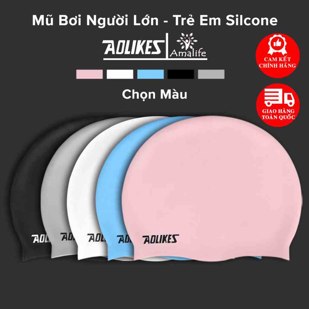 Mũ Bơi Nón Bơi Người Lớn Silicone Siêu Co Giãn Hãng Aolikes AL5030 – Chọn Màu, Siêu Bền, Mềm, Chống Thấm Nước