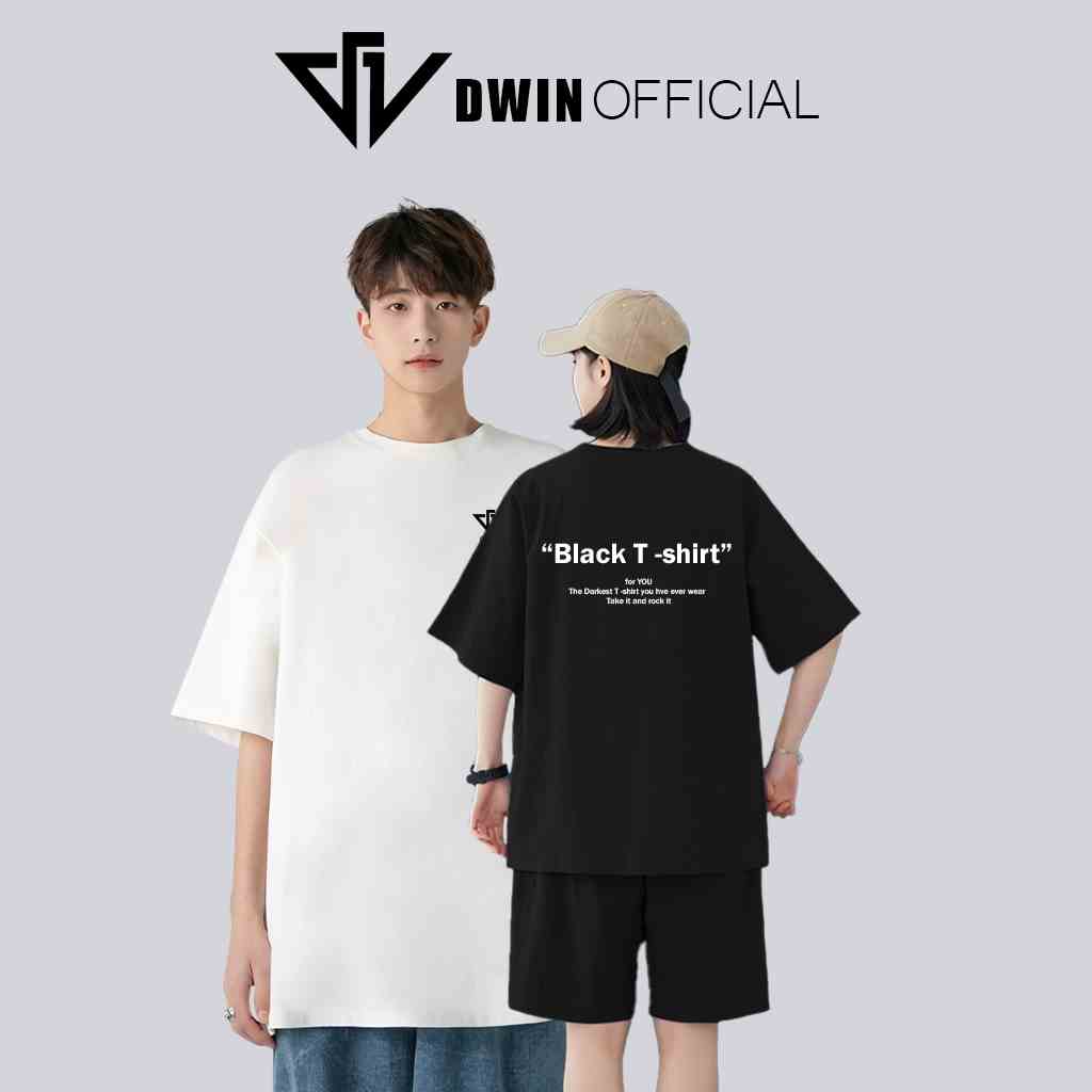 Áo thun unisex black T Shirt thời trang DWin basic tee phông trơn nam nữ tay lỡ oversize form rộng