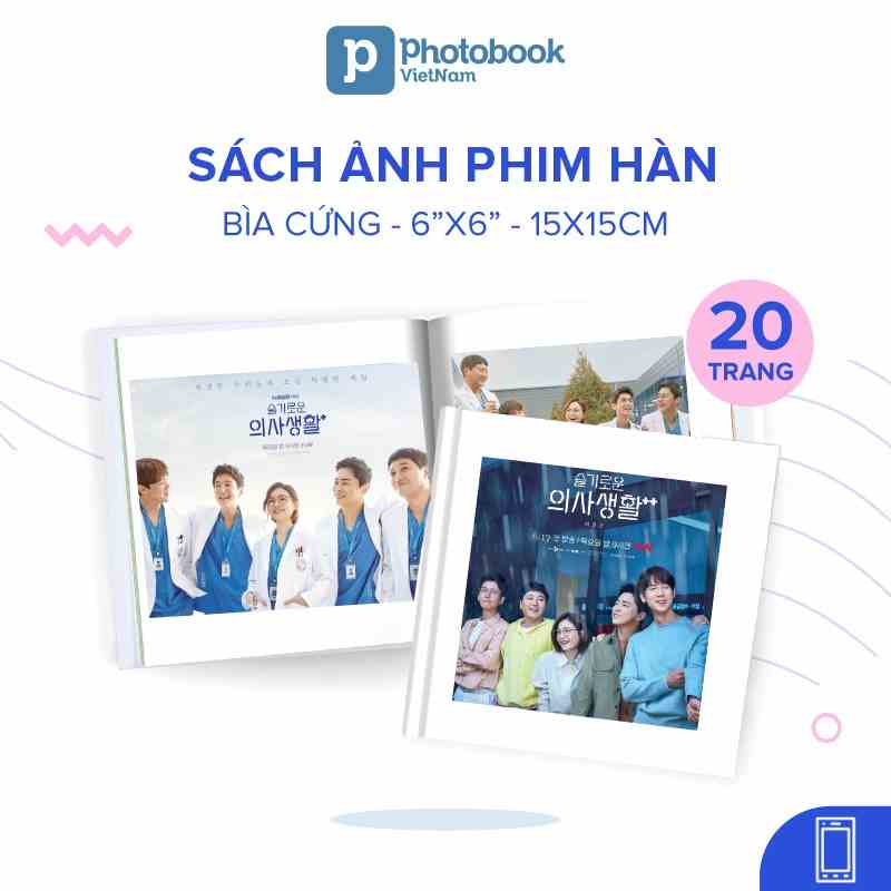 [Toàn Quốc][E-voucher] In sách ảnh phim bìa cứng 20 trang 6” x 6” (15 x 15cm) - Thiết kế trên app Photobook