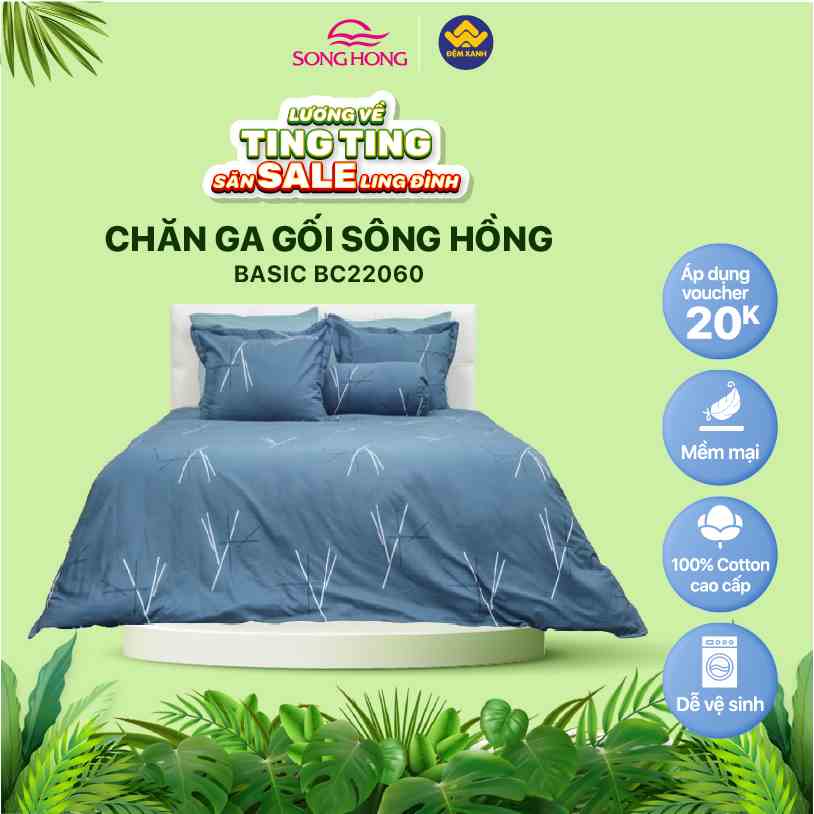 Chăn ga gối Sông Hồng Basic cotton BC22060