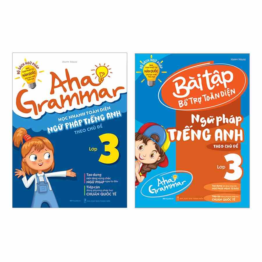 Sách Combo 2 cuốn Aha Grammar – ngữ pháp & bài tập bổ trợ toàn diện ngữ pháp tiếng Anh lớp 3 theo chủ đề