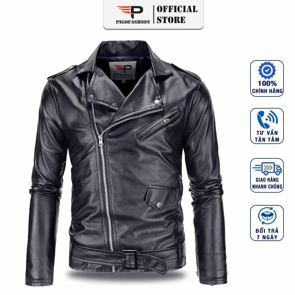 [Mã BMLTB200 giảm đến 100K đơn 499K] Áo khoác da nam lót dù kiểu dáng biker thời trang SPMADN10 PigoFashion