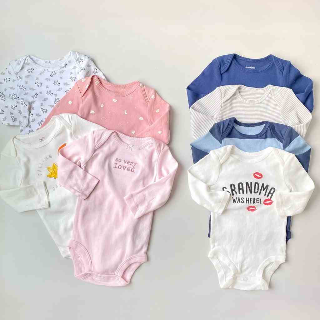 Combo 4 cái bodysuit sơ sinh bé trai bé gái màu ngẫu nhiên chất cotton dưới 2 tuổi MINTSCLOSET MIMTS CLOSET - BS6016