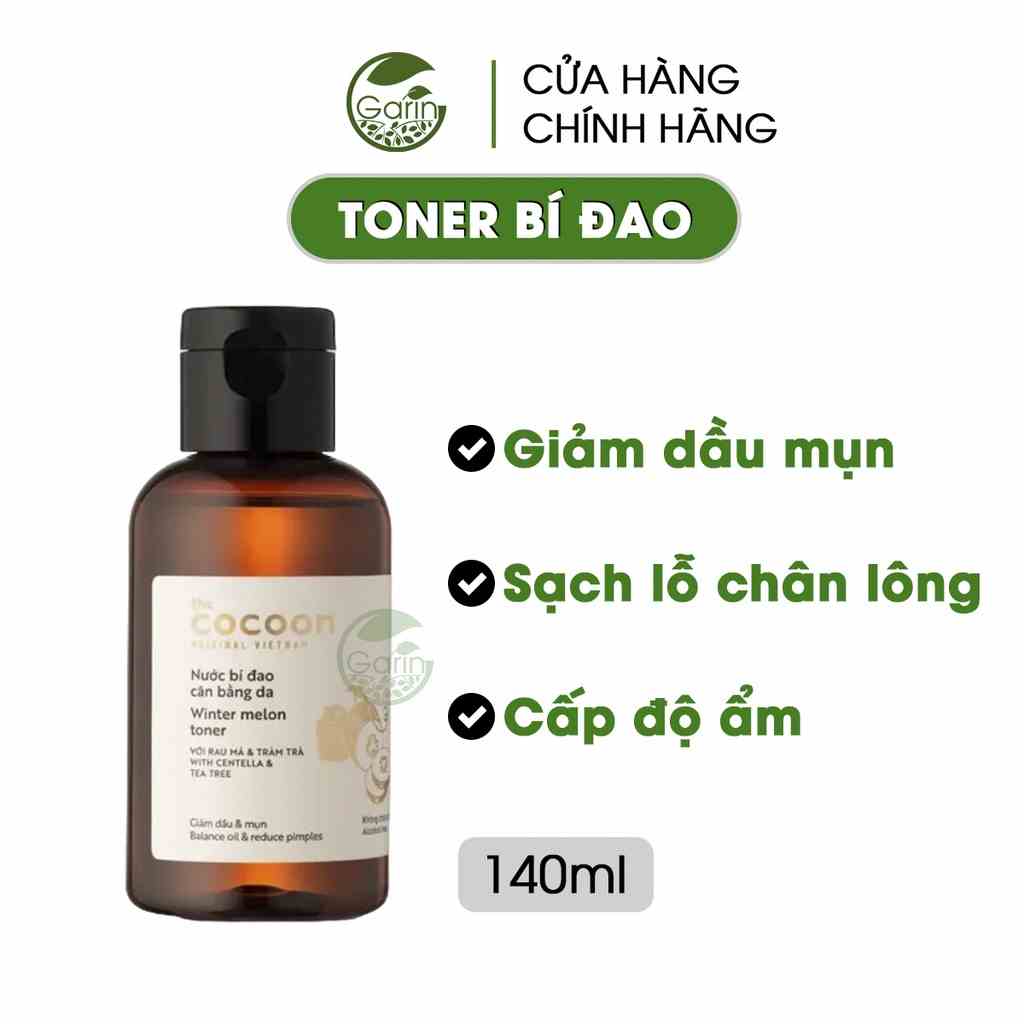 [Mã BMLTB35 giảm đến 35K đơn 99K] Nước bí đao cân bằng da Cocoon Garin 140ml giảm dầu và mụn ẩn, cân bằng độ pH