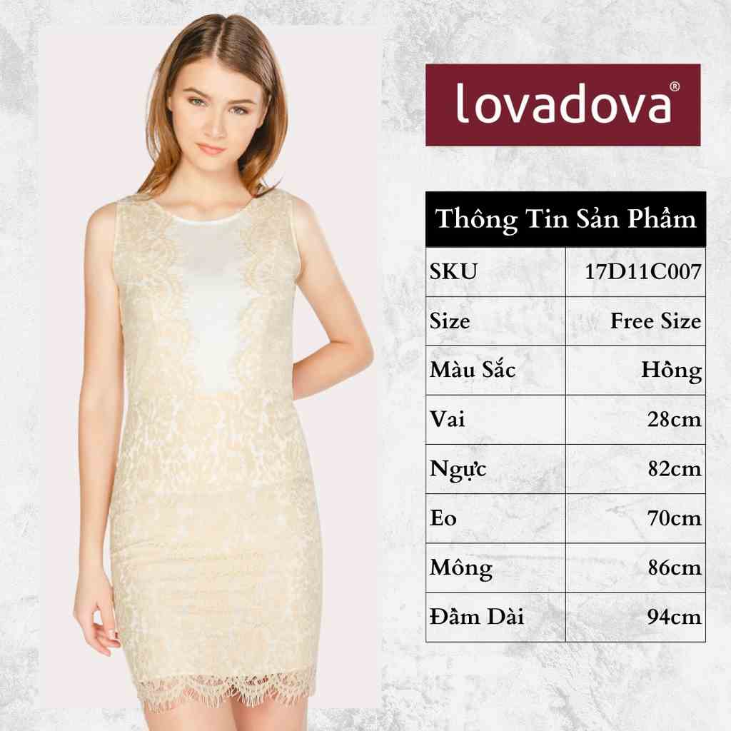 [Mã BMLTB200 giảm đến 100K đơn 499K] Đầm Body Ren Kem - Lovadova 17D11C007