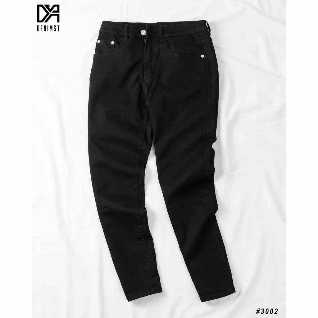 Quần Jeans Nam Đen Trơn Cao Cấp DENIMST 3002 Dáng Carrot Fit