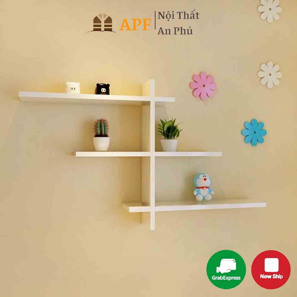 Kệ treo tường xương cá APF chất liệu gỗ MDF nhập khẩu bền, đẹp thiết kế đa năng tiện dụng KS032