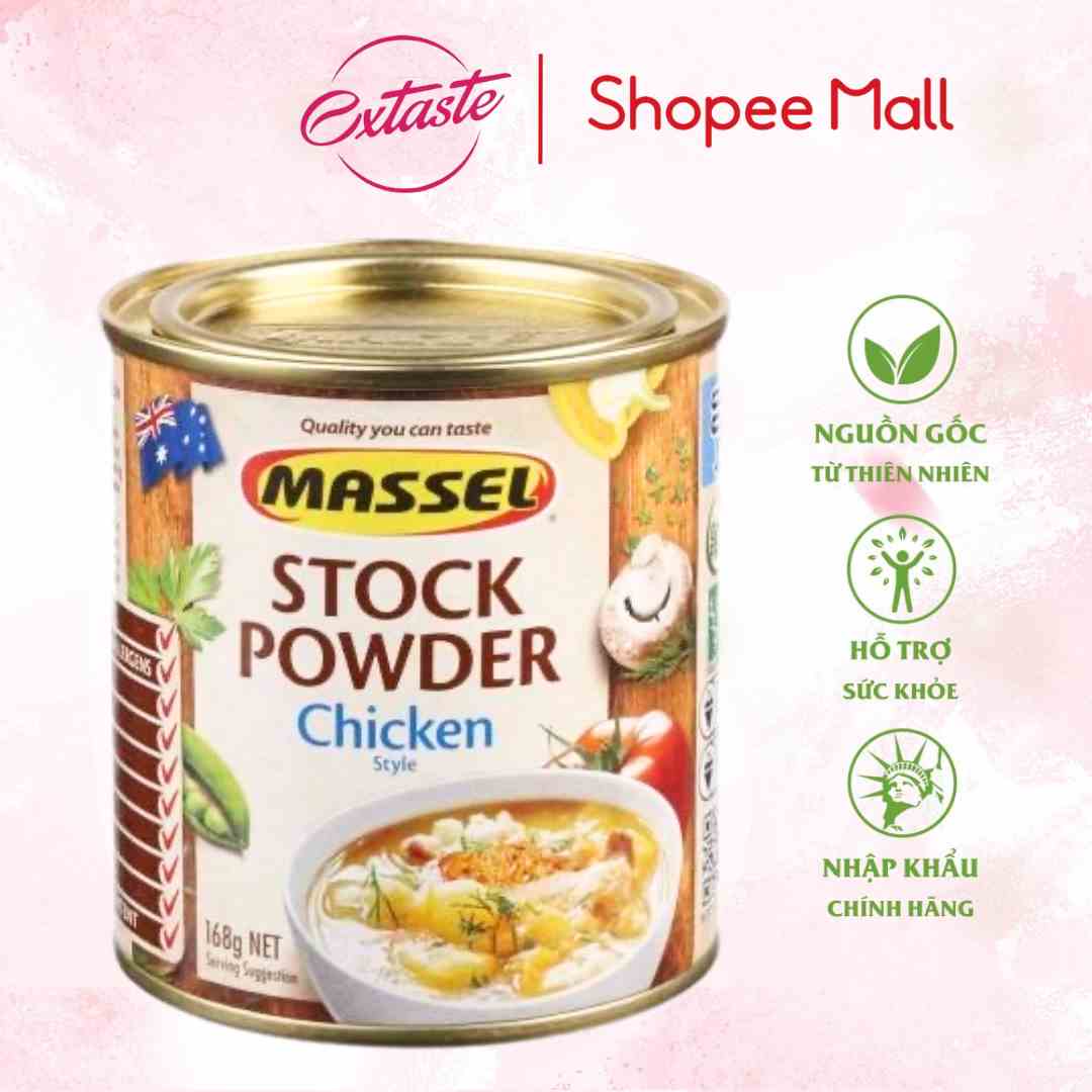 Hạt nêm vị gà Massel Premium Stock Powder Chicken Style không bột ngọt an toàn cho gia đình 168g