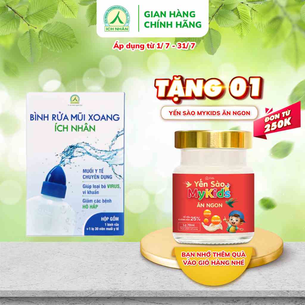 Bộ bình vệ sinh mũi họng Ích Nhân - Bình và 1 lọ muối y tế 30 viên BBR