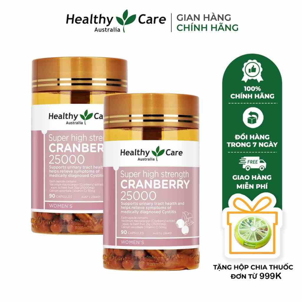 Combo 2 Hộp Hỗ Trợ Đường Tiết Niệu Healthy Care Cranberry 25000 90 Viên