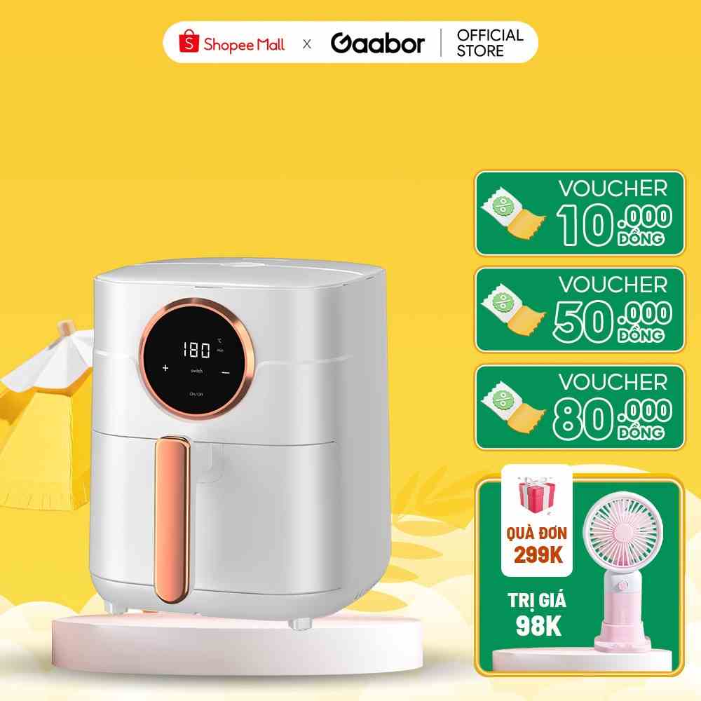 Nồi chiên không dầu 4.5 lít GAABOR GA-E45A02 màu trắng công suất 1400W điều khiển cảm ứng- Hàng chính hãng