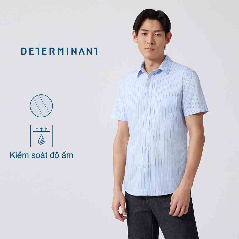 Áo sơ mi nam DETERMINANT tay dài - 100% cotton - màu xanh nhạt sọc - CS04