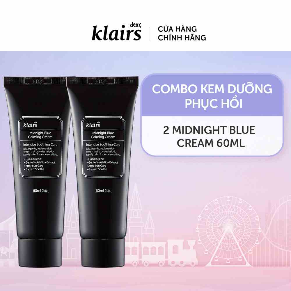 Combo 2 Kem dưỡng da Dear, Klairs Midnight Blue Calming Cream 60ml