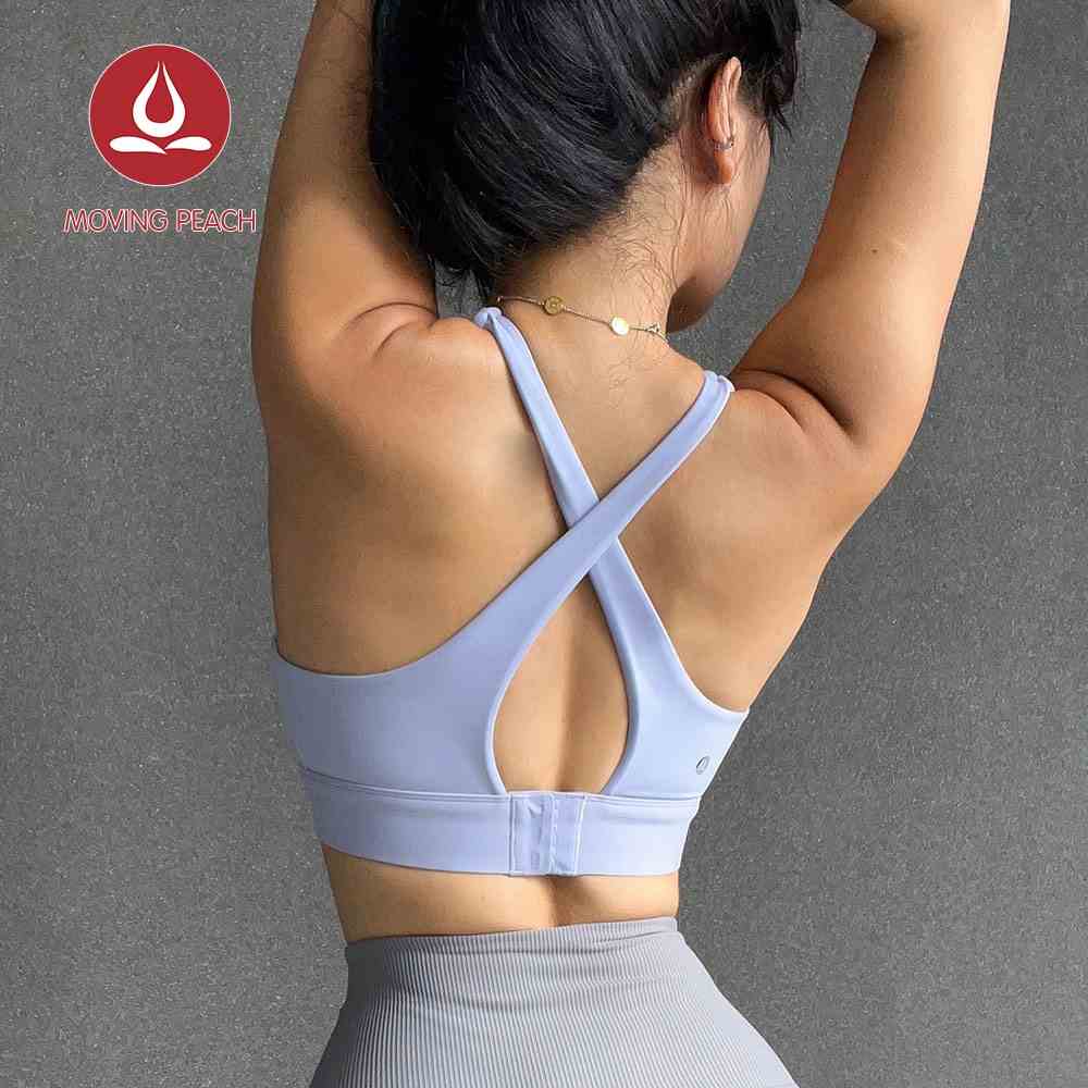 MOVING PEACH Áo Ngực Thể Thao Tập Yoga Có Đệm Cố Định Lưng BBL