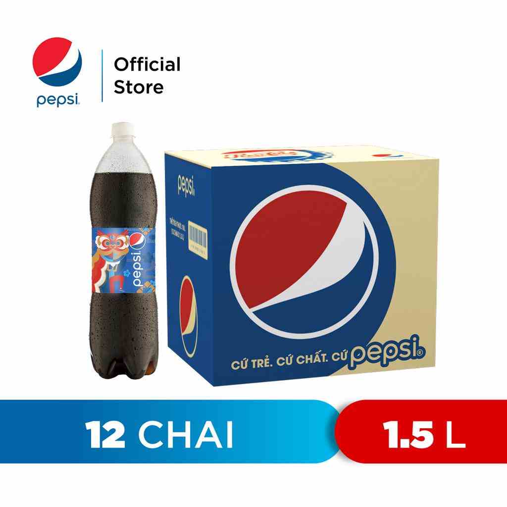 [HỎA TỐC-HN&HCM]Thùng 12 Chai Nước Ngọt Có Gaz Pepsi (1,5L/chai)