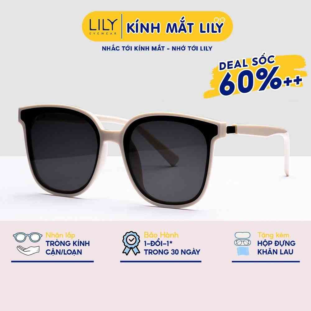 Kính mát nam nữ LILYEYWEAR mắt tròn vuông chống UV400 màu sắc thời trang trẻ trung 0137