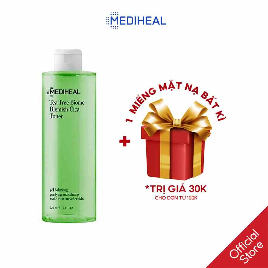 Nước Hoa Hồng Chiết Xuất Tràm Trà Và Rau Má Mediheal Tea Tree Biome Blemish Cica Toner 320ml