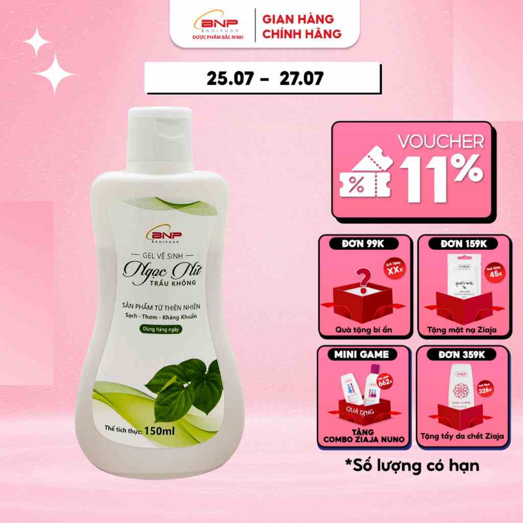 Dung dịch vệ sinh phụ nữ Ngọc Nữ Trầu Không BANIPHAR dạng gel 150ml