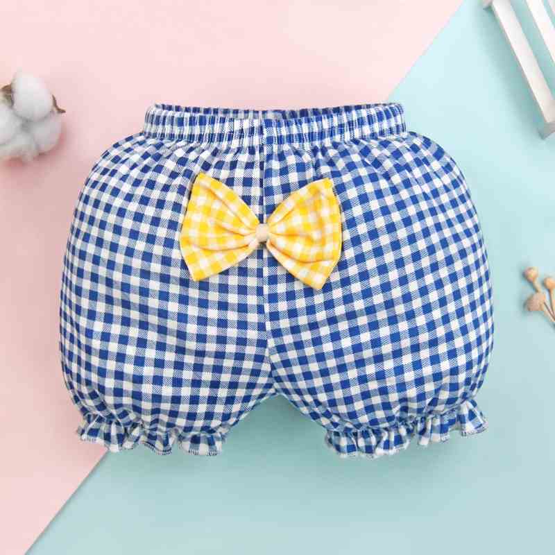 Lucky Big Cat® Quần tã Luckybigcat cotton họa tiết sọc caro đính nơ dễ thương dành cho bé 0-4 tuổi