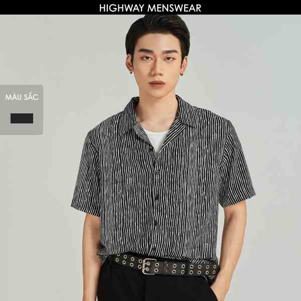 Áo sơ mi ngắn tay nam họa tiết mềm mịn Highway (Menswear) Groovy Stripes