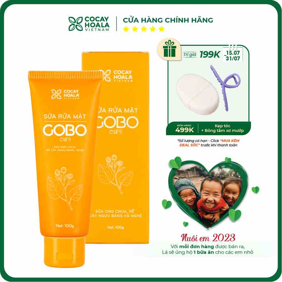 Sữa rửa mặt Gobo Cocayhoa Làm sạch - Giảm mụn - Giúp da căng mịn trắng sáng - Dung tích 100g