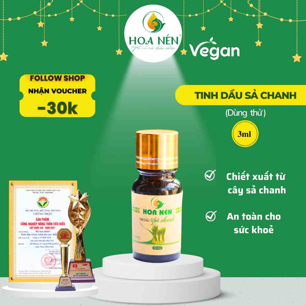 [Mã BMLTA35 giảm đến 35K đơn 99K] Tinh dầu Sả Chanh 3ml - Hoa Nén - Đuổi muỗi, khử mùi - Tinh dầu xông phòng