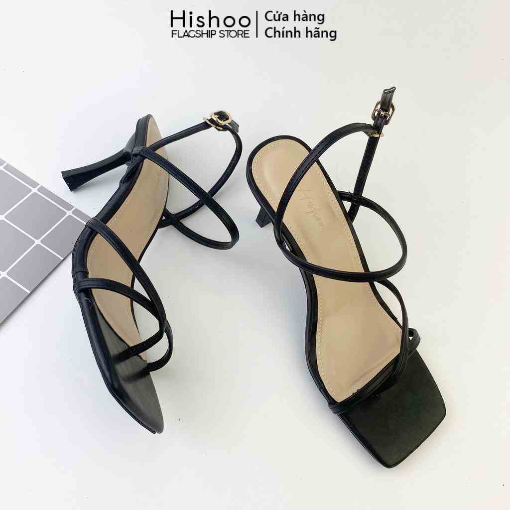 Giày Sandal Nữ Cao gót 7cm Thời Trang Hishoo Xỏ Ngón Dây hậu Mảnh Cao Cấp S024