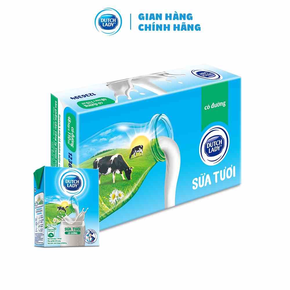 Thùng 48 Hộp Sữa Tươi Tiệt Trùng Dutch Lady Cô Gái Hà Lan Có Đường (48 x 110ml)