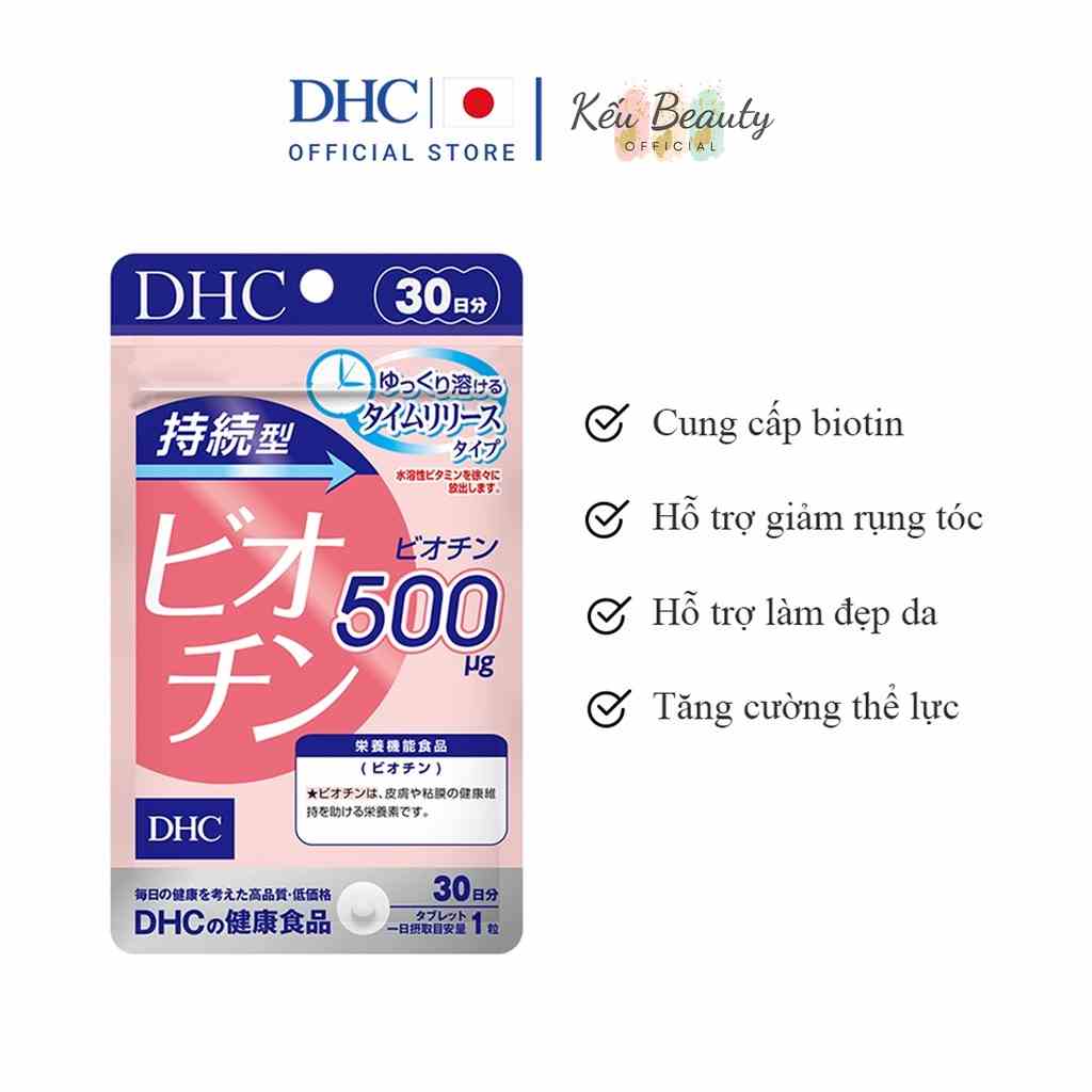 Viên uống biotin DHC Sustained Release Biotin nuôi dưỡng và kích thích mọc tóc 30 ngày (30 viên)