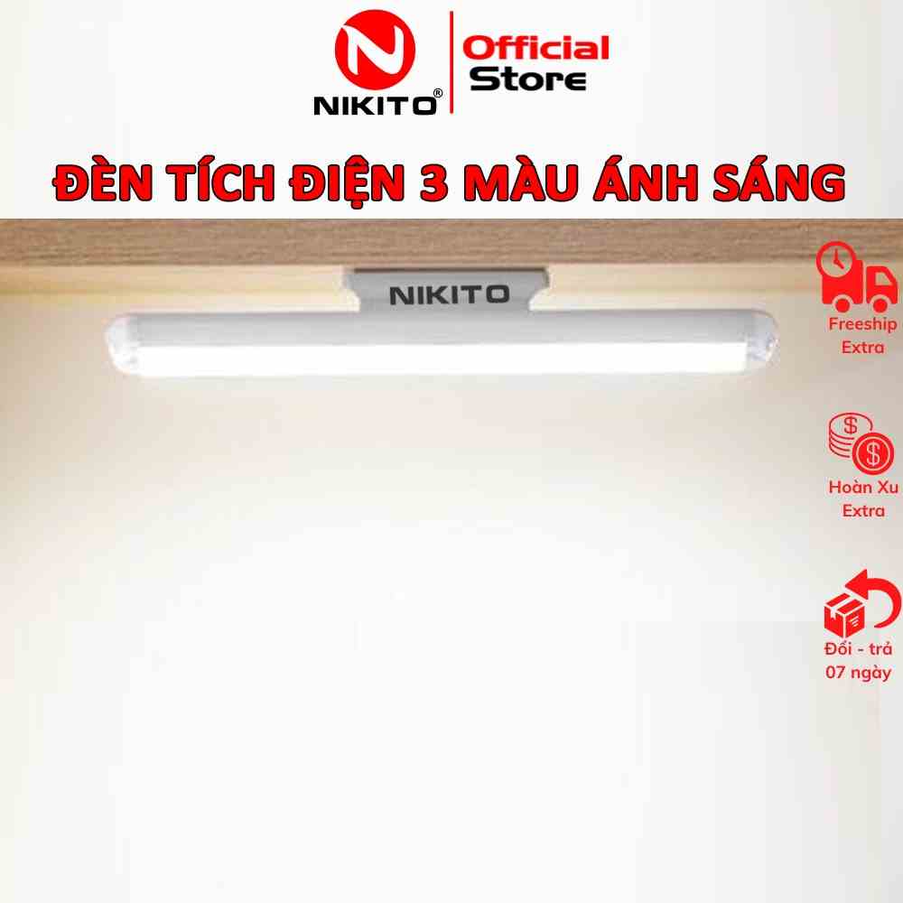 Đèn tuýp LED tích điện Asia NIKITO cảm ứng 1 chạm 3 màu ánh sáng vô cấp chống cận thị bàn học tủ sách trang điểm DL0134