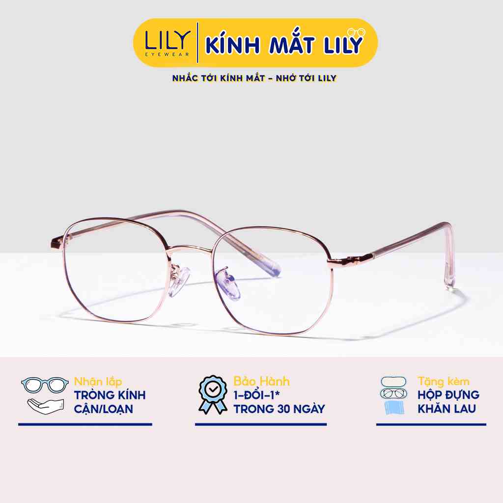 Gọng kính tròn nam nữ LILYEYEWEAR phù hợp mặt nhỏ càng kính thanh mảnh thời trang 3481